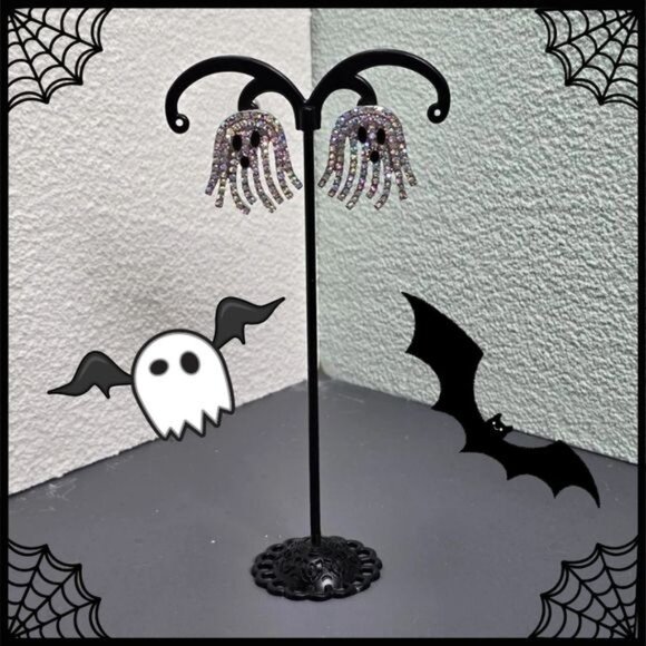 🎃 Sparkly Rhinestone Ghost Earrings (NWOT) - Picture 1 of 6